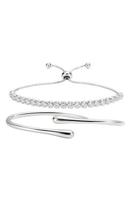ARGENTO VIVO ARGENTO VIVO Memory Wire & Adjustable Tennis Bracelet Set