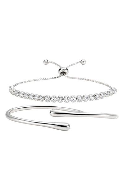 ARGENTO VIVO ARGENTO VIVO Memory Wire & Adjustable Tennis Bracelet Set