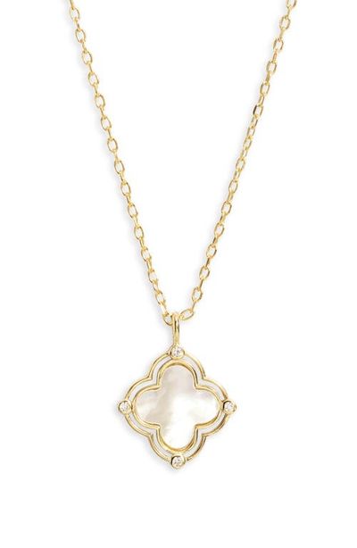 ARGENTO VIVO ARGENTO VIVO Mother-of-Pearl & Cubic Zirconia Clover Pendant Necklace