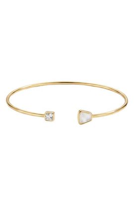 ARGENTO VIVO ARGENTO VIVO Mother-of-Pearl & Cubic Zirconia Cuff Bracelet