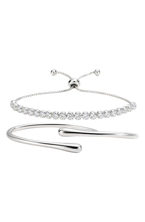 ARGENTO VIVO ARGENTO VIVO Set of 2 Bypass Cuff & Adjustable Tennis Bracelets