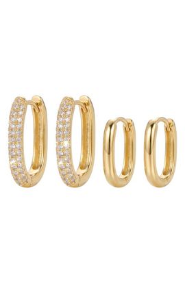 ARGENTO VIVO ARGENTO VIVO Set of 2 Oblong Pavé Hoop Earrings