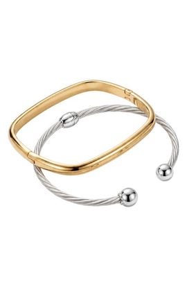 ARGENTO VIVO ARGENTO VIVO Set of 2 Two Tone Bangle & Cuff Bracelets