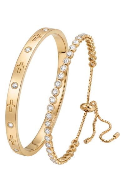 ARGENTO VIVO ARGENTO VIVO Tennis Cross & Coin Pendant Bracelet Set