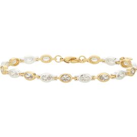 ARGENTO VIVO ARGENTO VIVO Two Tone Cubic Zirconia Oval Tennis Bracelet