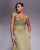 Aria Cove Aria Cove bandeau open side pleated maxi dress in olive-Silver - 4