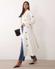 Aria Cove Aria Cove belt detail wide sleeve trench maxi coat in cream-WHITE - 1