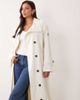Aria Cove Aria Cove belt detail wide sleeve trench maxi coat in cream-WHITE - 2