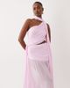 Aria Cove Aria Cove chiffon drape detail cut out side sheer hem wrap scarf detail maxi dress in bubblegum pink - 3