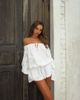 Aria Cove Aria Cove cotton bardot tie front detail flare sleeve romper in white - 1