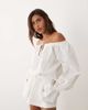 Aria Cove Aria Cove cotton bardot tie front detail flare sleeve romper in white - 2