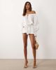 Aria Cove Aria Cove cotton bardot tie front detail flare sleeve romper in white - 3