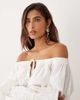 Aria Cove Aria Cove cotton bardot tie front detail flare sleeve romper in white - 4