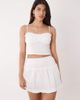 Aria Cove Aria Cove cotton blend shirred detail frill hem cami top in white - part of a set - 2