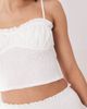 Aria Cove Aria Cove cotton blend shirred detail frill hem cami top in white - part of a set - 4