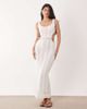 Aria Cove Aria Cove crochet scoop neck tie open waist detail maxi beach dress in cream-White - 2