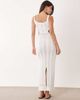 Aria Cove Aria Cove crochet scoop neck tie open waist detail maxi beach dress in cream-White - 4