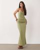 Aria Cove Aria Cove double layered slinky bandeau drape detail maxi dress in light olive-Green - 1