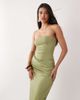 Aria Cove Aria Cove double layered slinky bandeau drape detail maxi dress in light olive-Green - 3