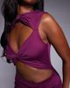 Aria Cove Aria Cove double layered slinky cut out high neck twist front maxi dress in plum-Purple - 2