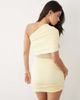 Aria Cove Aria Cove double layered slinky detail one shoulder ruched detail mesh insert mini dress in lemon-Yellow - 2