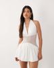 Aria Cove Aria Cove double layered slinky halterneck mesh insert detail mini dress in white - 1