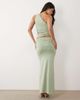 Aria Cove Aria Cove double layered slinky ruched detail one shoulder cut out detail maxi dress in sage-Green - 2