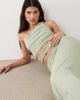 Aria Cove Aria Cove double layered slinky ruched detail one shoulder cut out detail maxi dress in sage-Green - 4