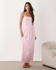 Aria Cove Aria Cove double layered slinky strapless asymmetric hem ruched side detail maxi dress in baby pink - 1