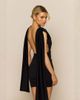 Aria Cove Aria Cove double sculpted slinky cape drape detail open back mini dress in black - 2