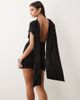 Aria Cove Aria Cove double sculpted slinky cape drape detail open back mini dress in black - 4
