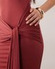 Aria Cove Aria Cove double sculpted slinky high neck draped front maxi dress in burgundy-Red - 2
