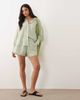 Aria Cove Aria Cove elastic waist pull on shorts in green stripes - part of a set - 2