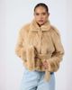 Aria Cove Aria Cove faux fur funnel neck belted jacket in camel-Neutral - 1