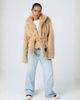 Aria Cove Aria Cove faux fur funnel neck belted jacket in camel-Neutral - 2