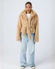 Aria Cove Aria Cove faux fur funnel neck belted jacket in camel-Neutral - 4