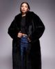 Aria Cove Aria Cove faux fur oversized collared maxi jacket in black - 4