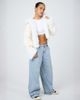 Aria Cove Aria Cove faux fur trim boucle hooded jacket in cream-White - 1