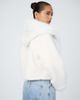 Aria Cove Aria Cove faux fur trim boucle hooded jacket in cream-White - 4