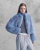 Aria Cove Aria Cove faux fur wide sleeves cropped jacket in blue - 1