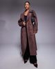 Aria Cove Aria Cove faux suede belted maxi trench coat in chocolate-Brown - 1