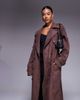 Aria Cove Aria Cove faux suede belted maxi trench coat in chocolate-Brown - 2