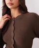 Aria Cove Aria Cove fine knit scallop neck button through cardigan set in chocolate-Brown - 3