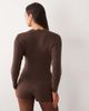 Aria Cove Aria Cove fine knit scallop neck button through cardigan set in chocolate-Brown - 4