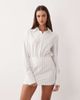Aria Cove Aria Cove fitted deep cuff mini shirt dress in white pinstripe - 2