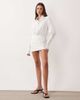 Aria Cove Aria Cove fitted deep cuff mini shirt dress in white pinstripe - 3