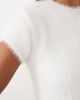 Aria Cove Aria Cove fluffy knit button up cap sleeve crop top in cream - part of a set-White - 4