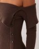 Aria Cove Aria Cove foldover off shoulder button down knit mini dress in chocolate-Brown - 3