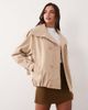 Aria Cove Aria Cove funnel neck belt sleeve cropped trench bomber jacket in tan-Brown - 1