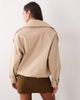 Aria Cove Aria Cove funnel neck belt sleeve cropped trench bomber jacket in tan-Brown - 4